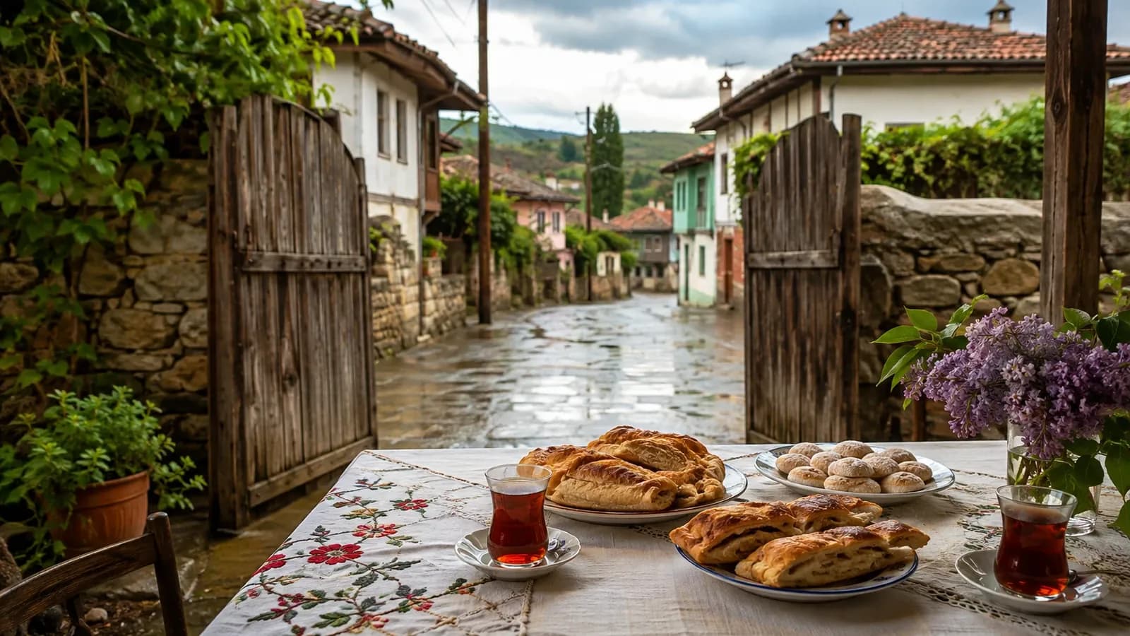 ORDA BİR KÖY VAR UZAKTA, O KÖY BİZİM KÖYÜMÜZDÜR… — Roza Kurban · Yapay zekâ ile üretilmiş temsili görsel